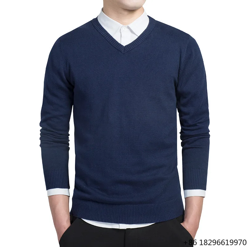 Solid Color V Neck Long Sleeve Knitted Sweater Fashion Casual Daily Pullover