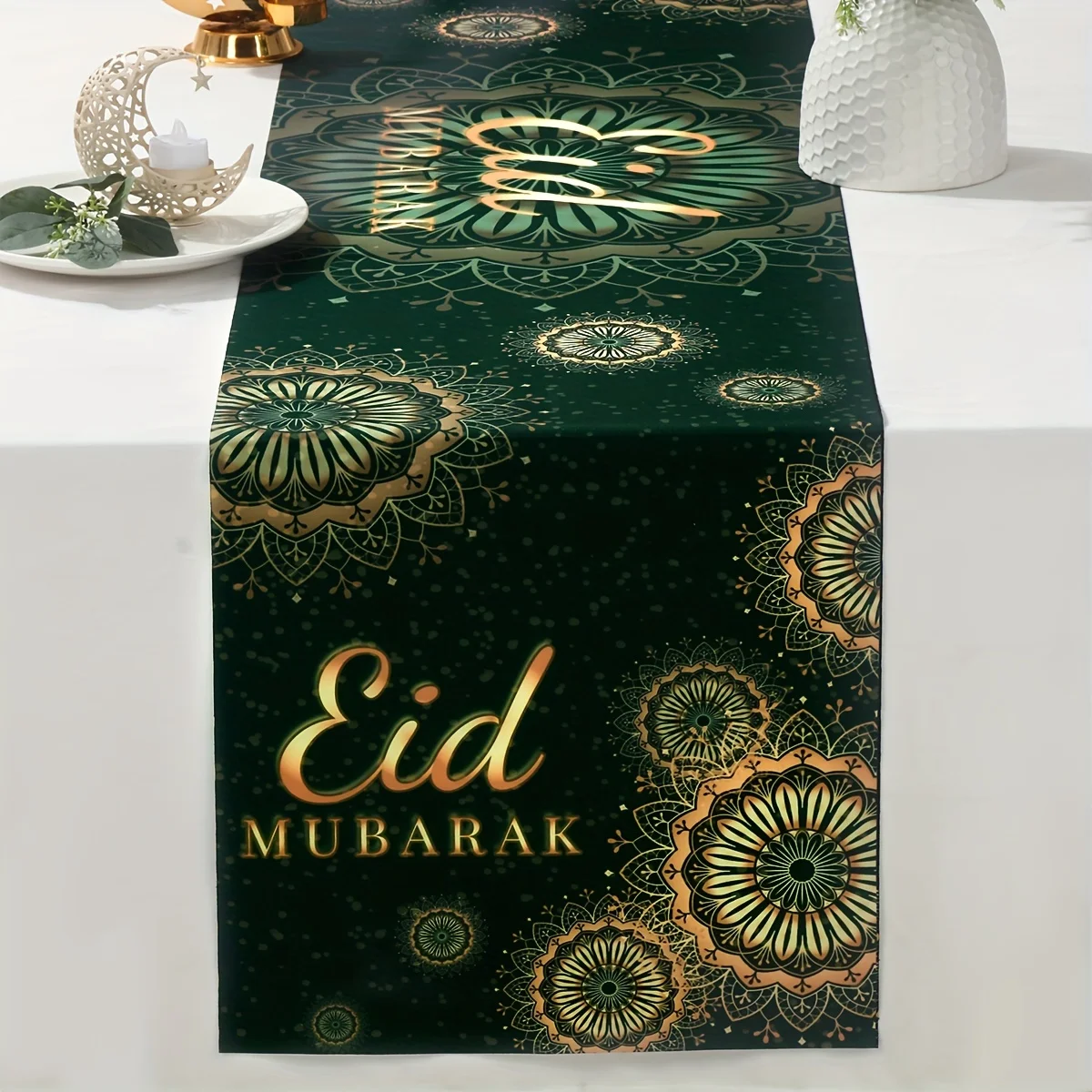 VIKAMA Eid al Fitr Mubarak Mond Stern Schloss Tischläufer Eid al Fitr Dekoration Islamische muslimische Partyzubehör