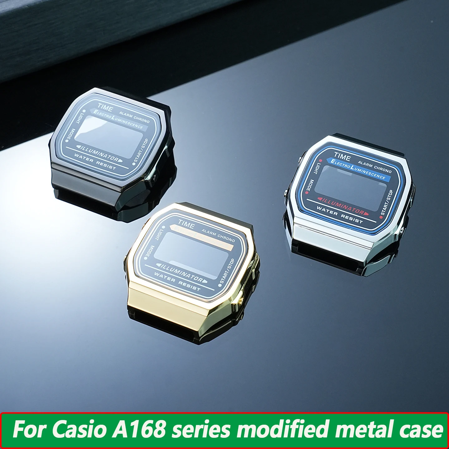

A168 stainless steel case mod kit for Casio A168 Retro metal case A168 Case bezel with glass ,Screws and tool