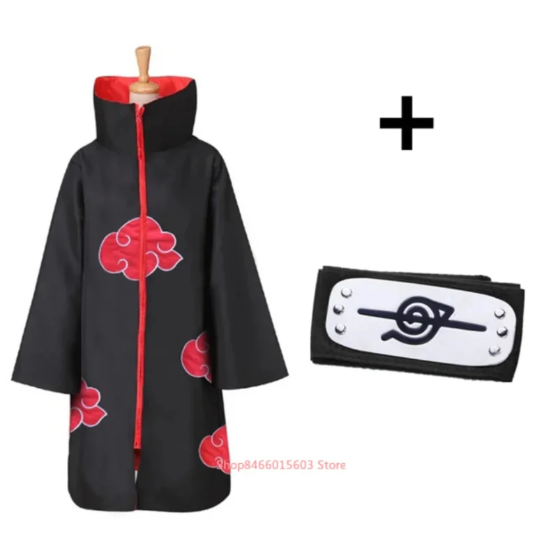 Anime Christmas  Cloak Set Ring Cosplay Costume Ninja Coat Mantle Deidara Red Cloud Robe Halloween Party Gifts