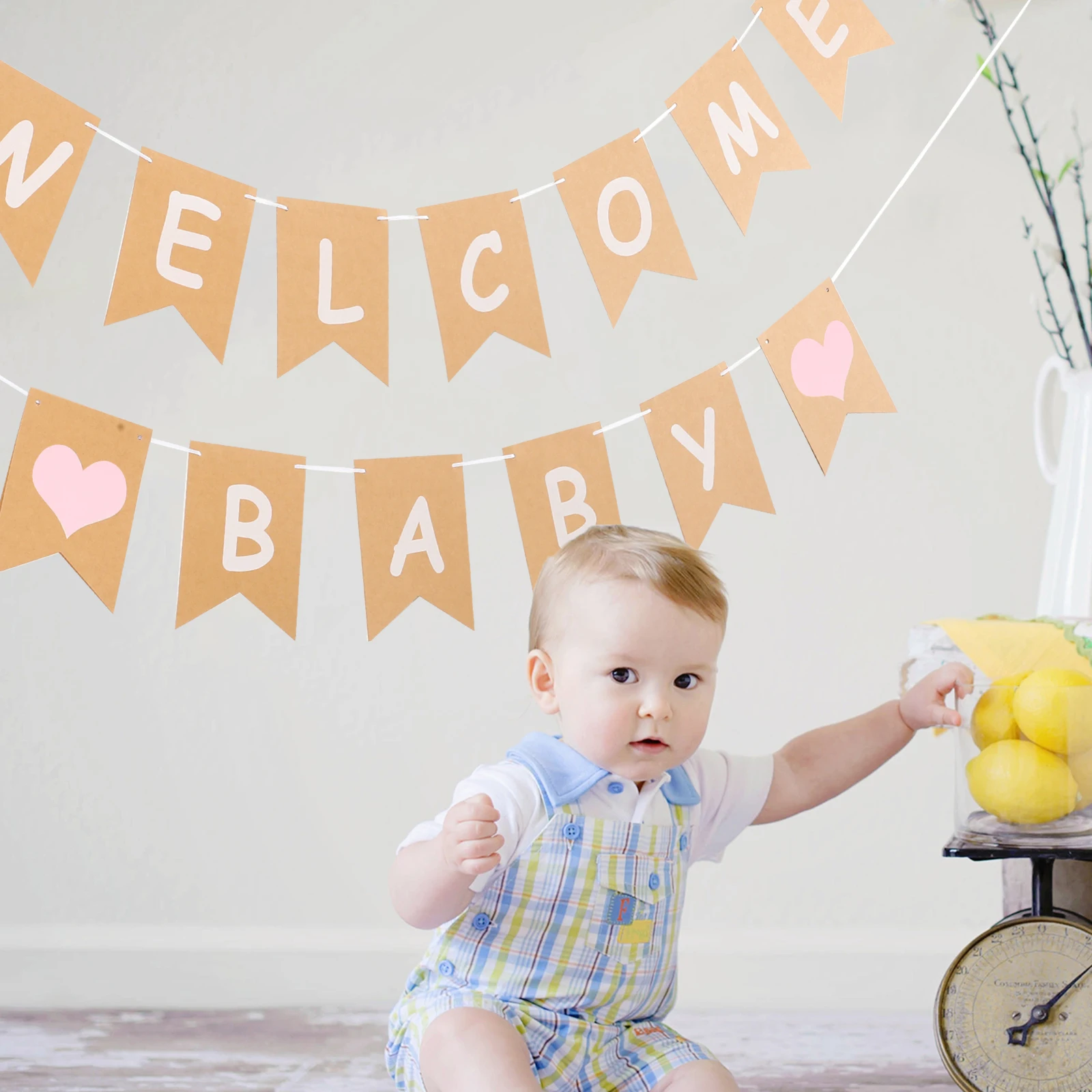 

2 set Welcome Baby Banner Decor Baby Shower Party Hanging Bunting Reusable Garland For Birthday Festival Decoration Party
