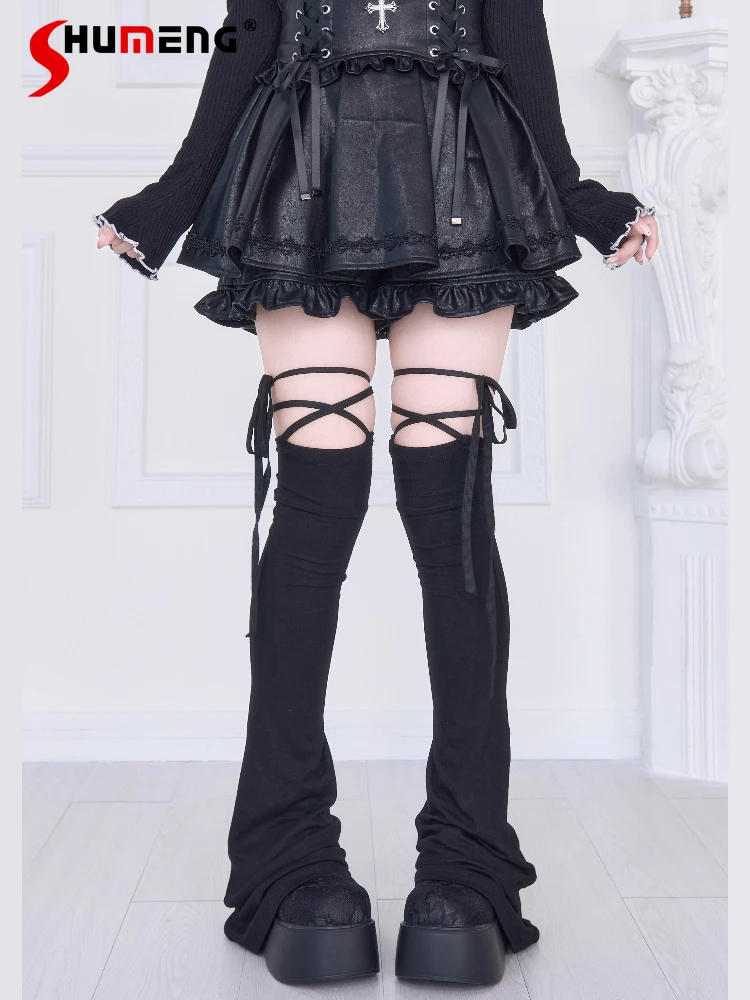 

Оригинальные черные готические колготки Subculture, осенние новые милые крутые носки до бедра Y2K для девочек, женские широкие носки 2025