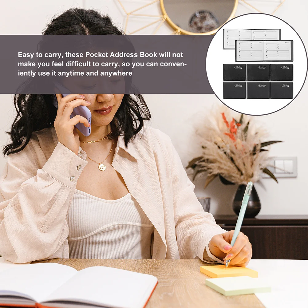 12 Pcs The Notebook Mini Phone Small Address for Purse Pocket Wallet Addresses Black Travel