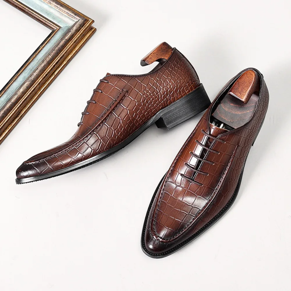 New Men's Leather Shoes Handmade High Quality Casual Oxford Business Work Shoes Black Coffee Lace-up Comfortable Man Shoe
