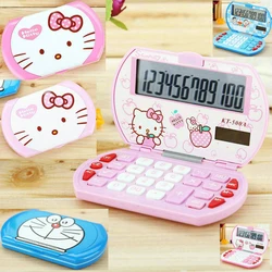 Hello Kitty Calculator Portable Foldable Vanity Mirror Cute Cartoon Girl Kids Learning Calculator Stationery School Supplies