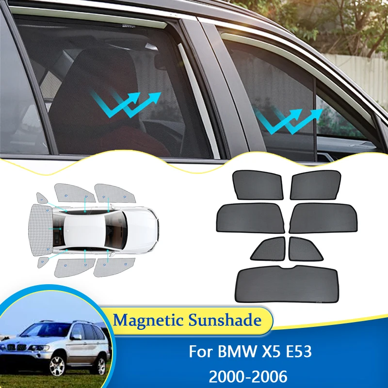 For BMW X5 E53 2000 2001 2002 2003 2004 2005 2006 UV Protection Shield Sunshade Side Visor Windshield Curtain Car Accessories