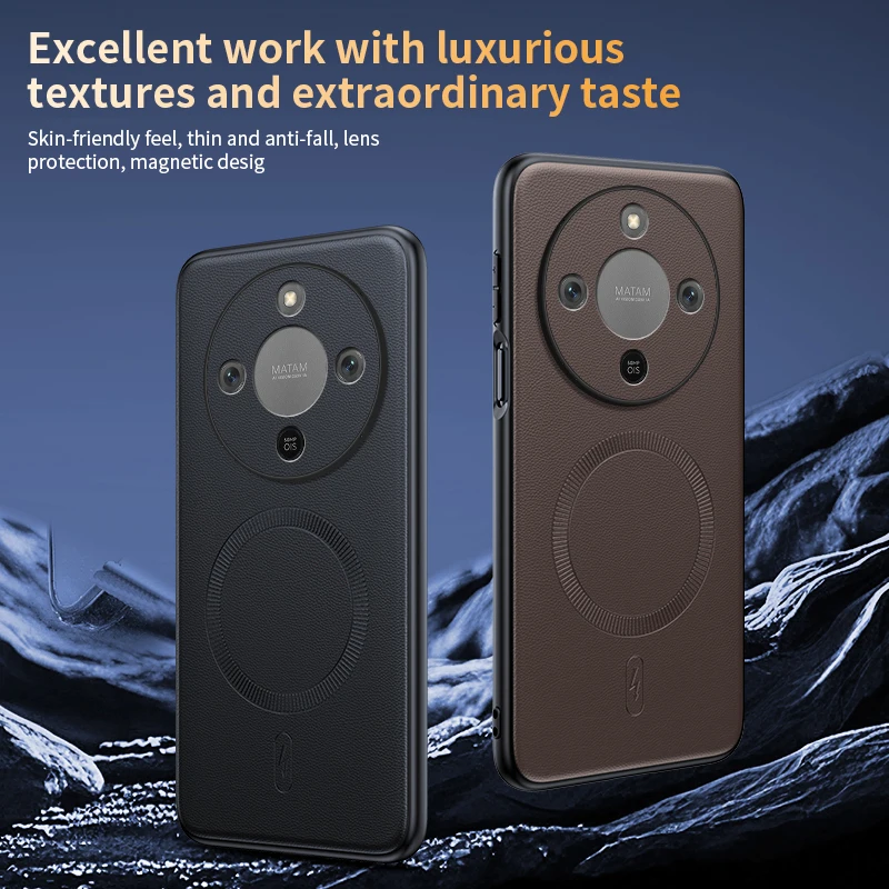 حافظة لهاتف Honor X70 غطاء حماية جلدي مغناطيسي لهاتف Honor X70 مضاد لبصمات الأصابع وغير قابل للانزلاق PC + TPU