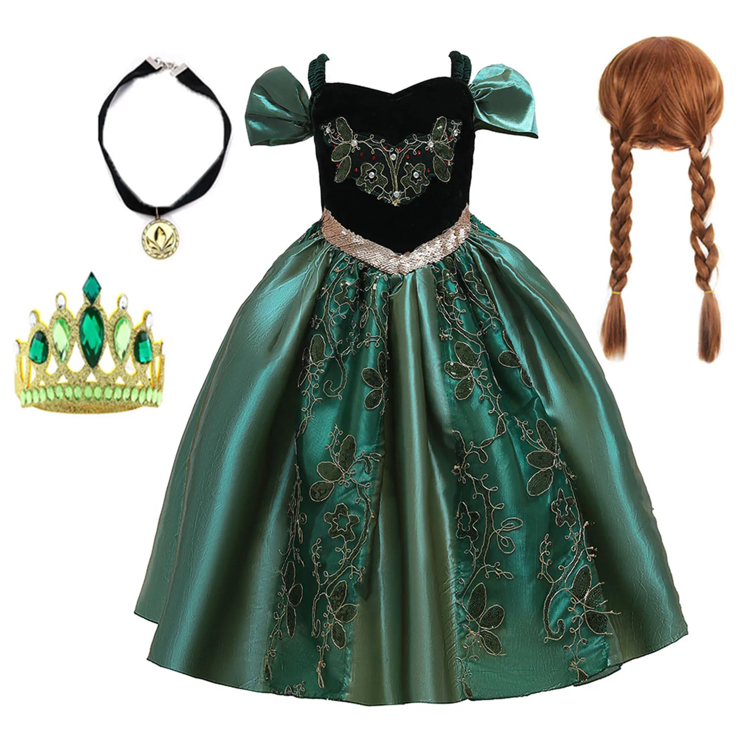 Grace mn-Robe de Princesse Frozen Anna pour Petite Fille, Cosplay de ixd'Anniversaire, Halloween, Cadeau de Noël