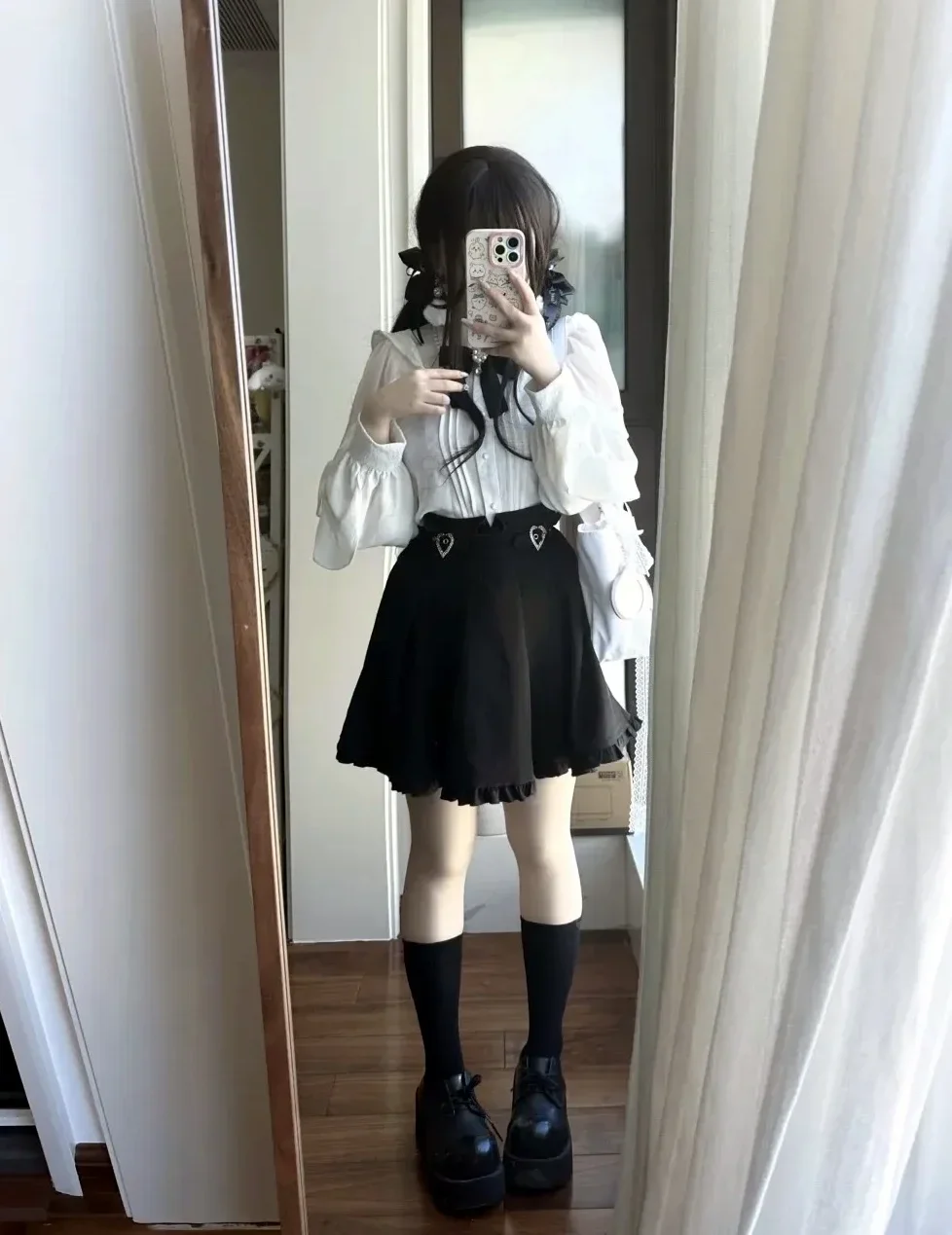 SOIOMES Japanese Sweet Style Summer Lace Shirt A-line Short Skirt Set for Women