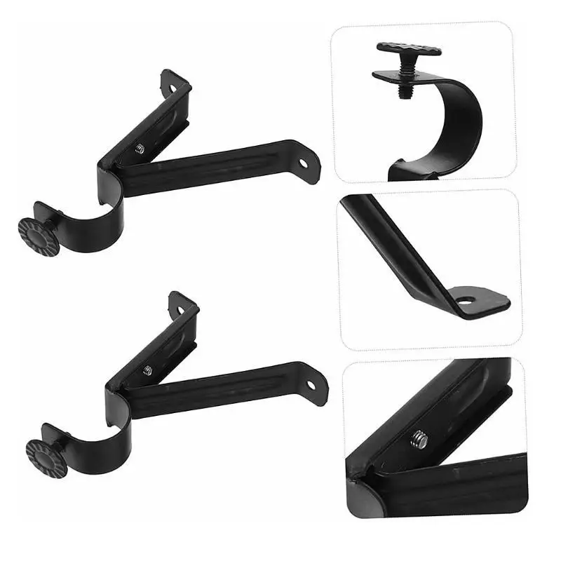 New Heavy Duty Metal Curtain Rod Brackets With Adjustable Design Black Gold Finishes For Home Bedroom Window Use