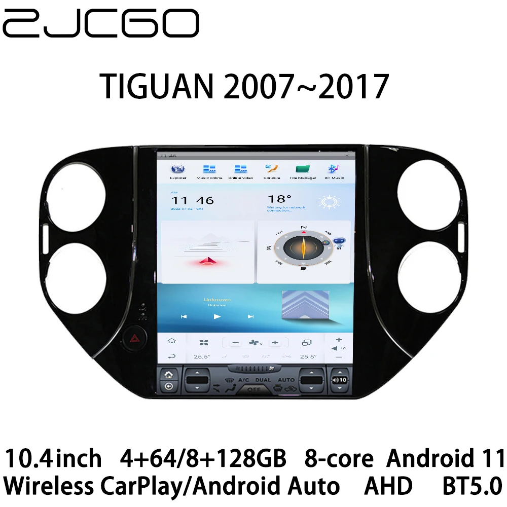 

Автомобильный мультимедийный плеер ZJCGO, стерео, GPS, радио, навигация, навигация, Android, экран 10,4 дюйма для Volkswagen VW TIGUAN 2007 ~ 2017