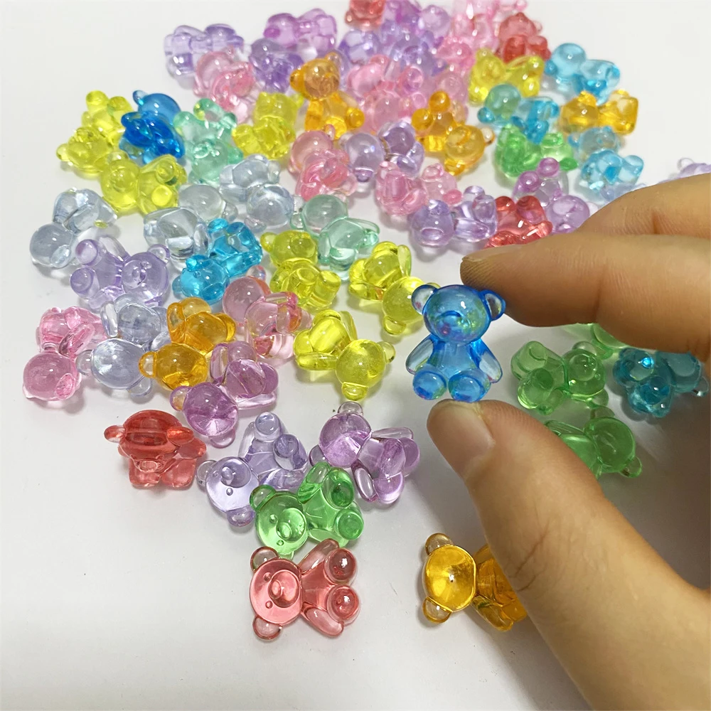 Mini pièces de jeu en acrylique transparent en forme d'ours, accessoires de jeu de société, 10 pièces, 20/50 pièces, 18x15x11mm