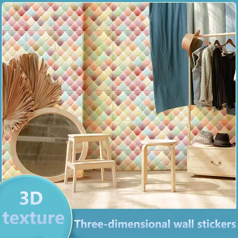 Super thick 3D Brick Wall Sticker Bedroom Living Room TV Wall Decoration 70x70cm  Waterproof Self-Adhesive Wallpaper