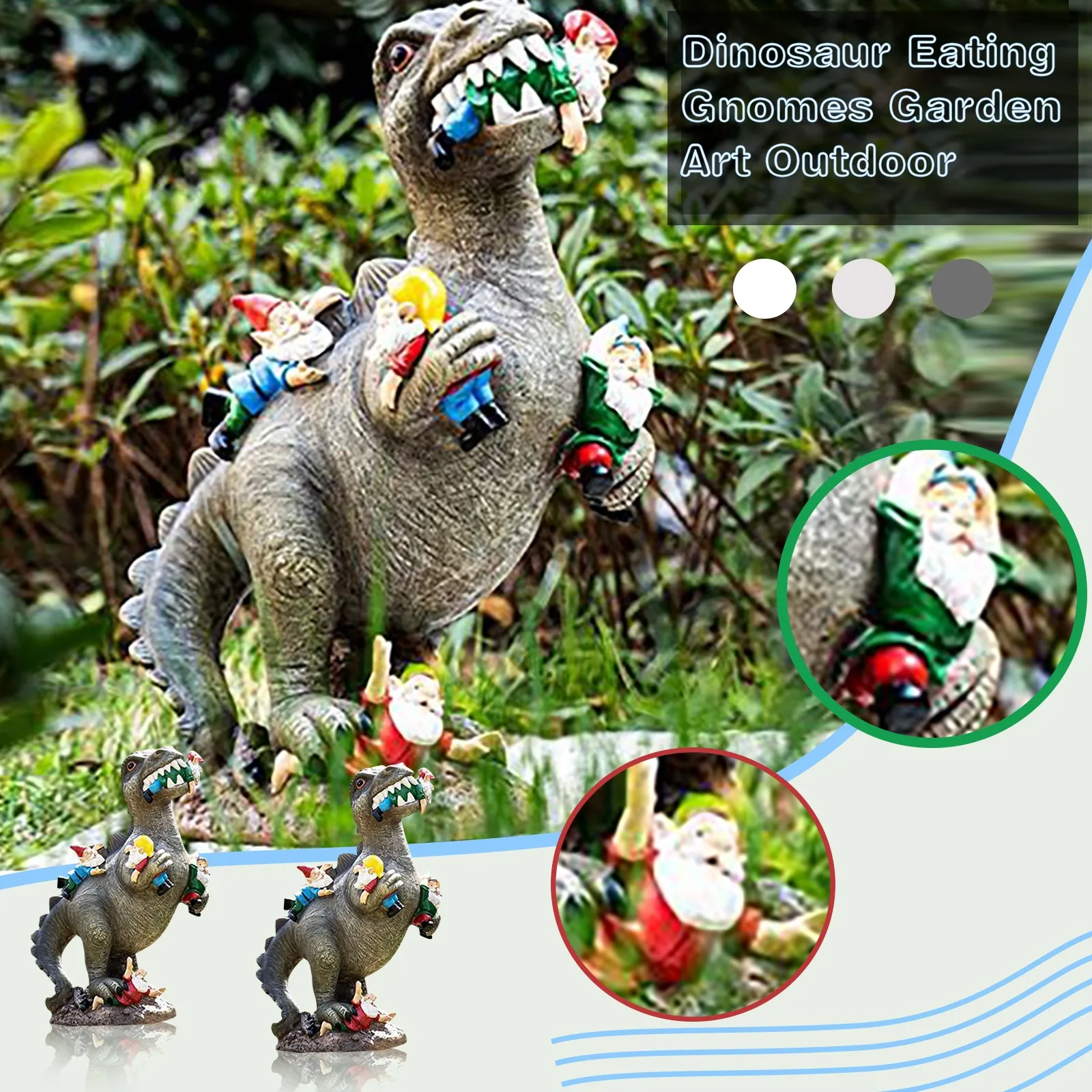 6'' Dinosaur Eating Gnomes Garden Decor Garden Gnome Statues Outdoor Decor for Outdoor Statue for Patio Lawn Yard Art Decoration