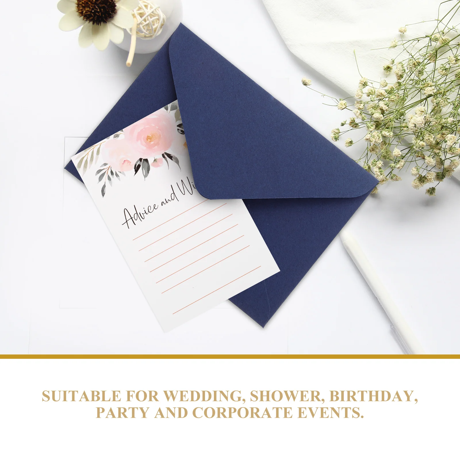 

50Pcs Birthday Blessing Envelopes Smooth Thank You Card Invitation Envelopes Wedding Supplies