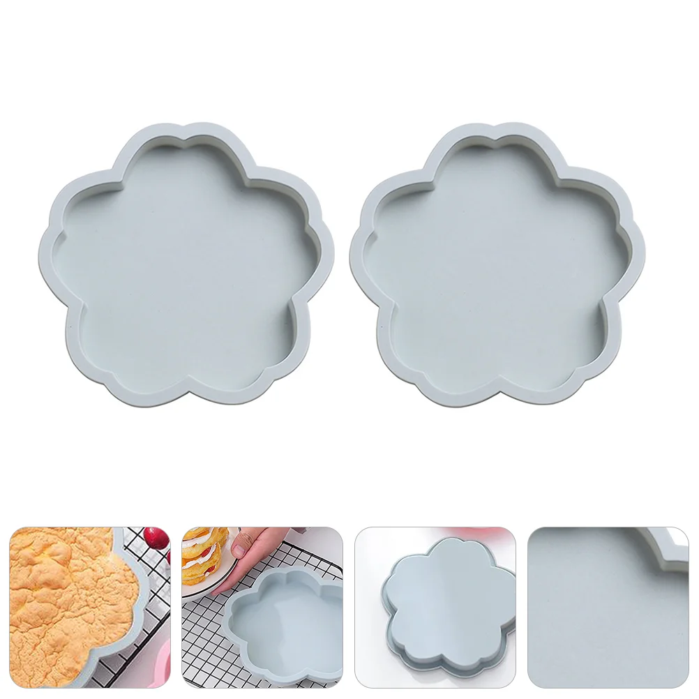 

2 Pcs 6 Inch Cherry Blossom Silicone Cake Molds Reusable Non Stick Baking Tray Dish Pan For Homemade Gifts