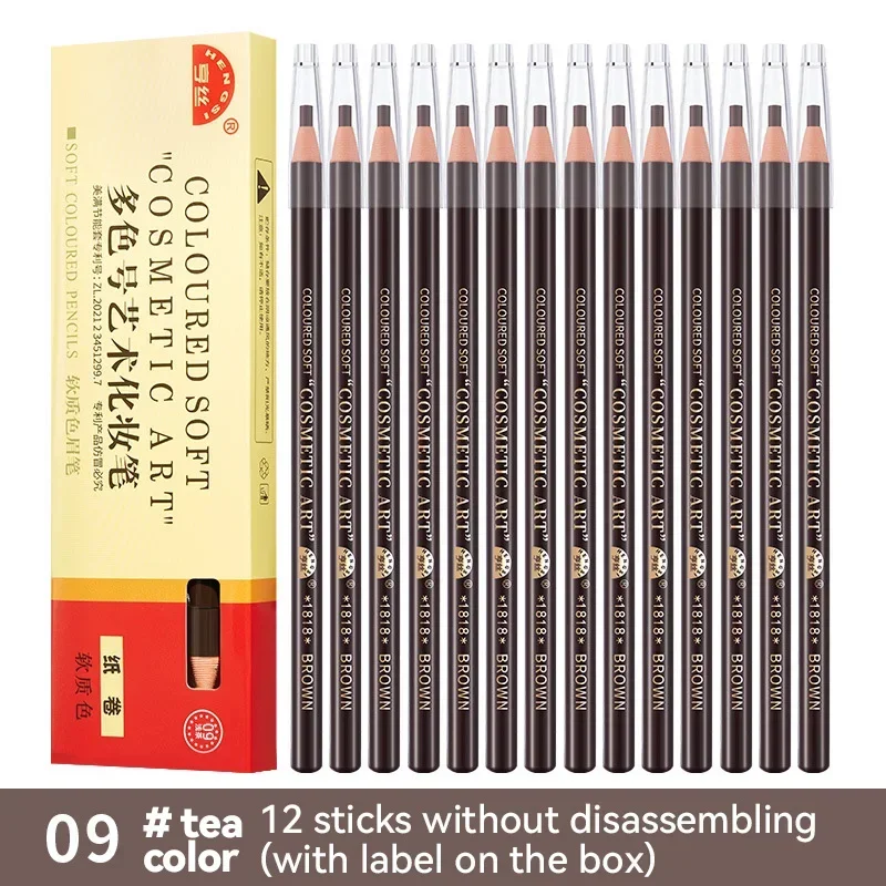 12 ชิ้น/เซ็ตดินสอเขียนคิ้ว Waterproof Eye Brow ดินสอธรรมชาติ Long Lasting Professional คิ้วแต่งหน้าสีน้ําตาล Eye Brow เครื่องสําอางค์