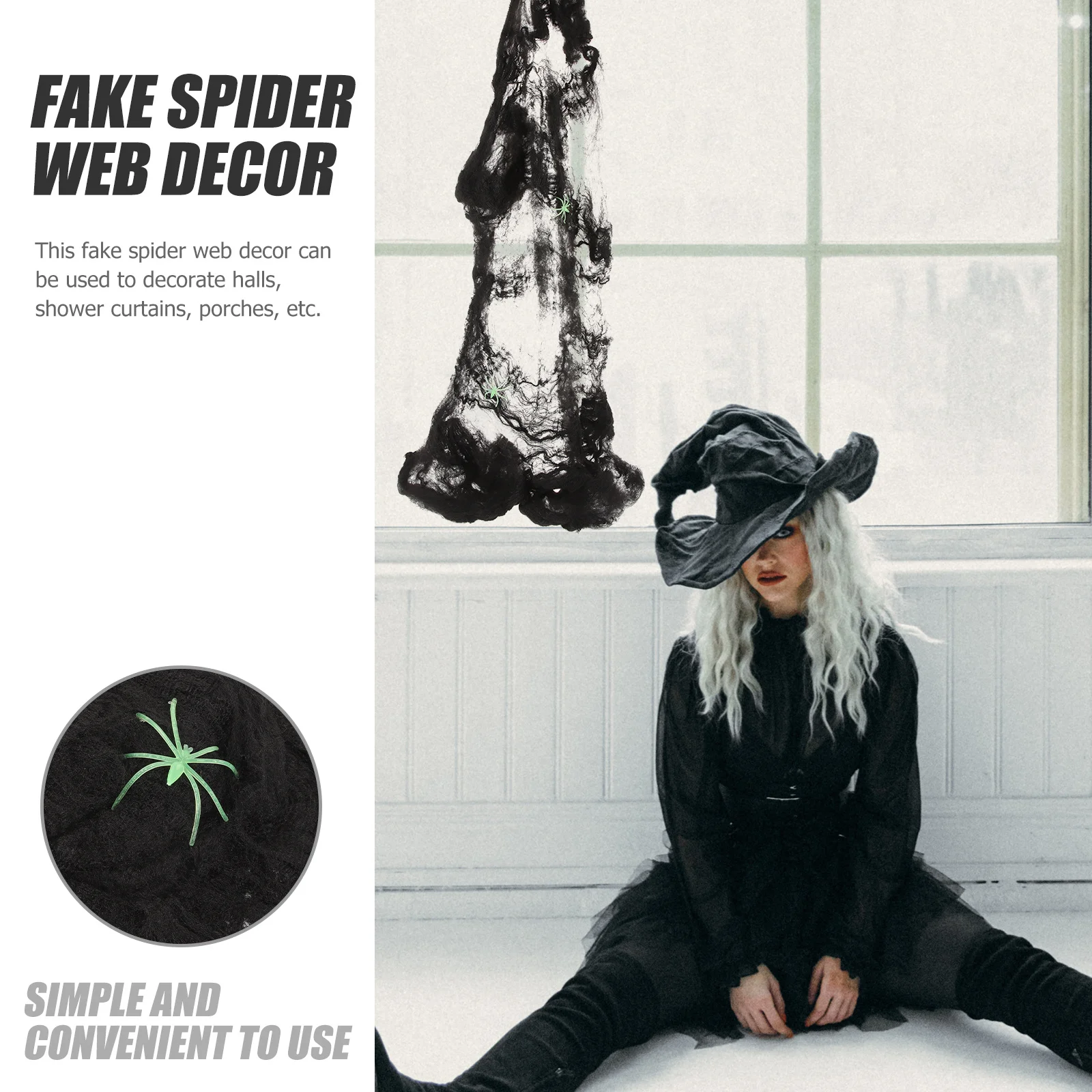 

1 set 1 Set Halloween Spider Web With Spiders Lightweight Cotton Decor For Indoor Outdoor Party Haunted House Garden Festive