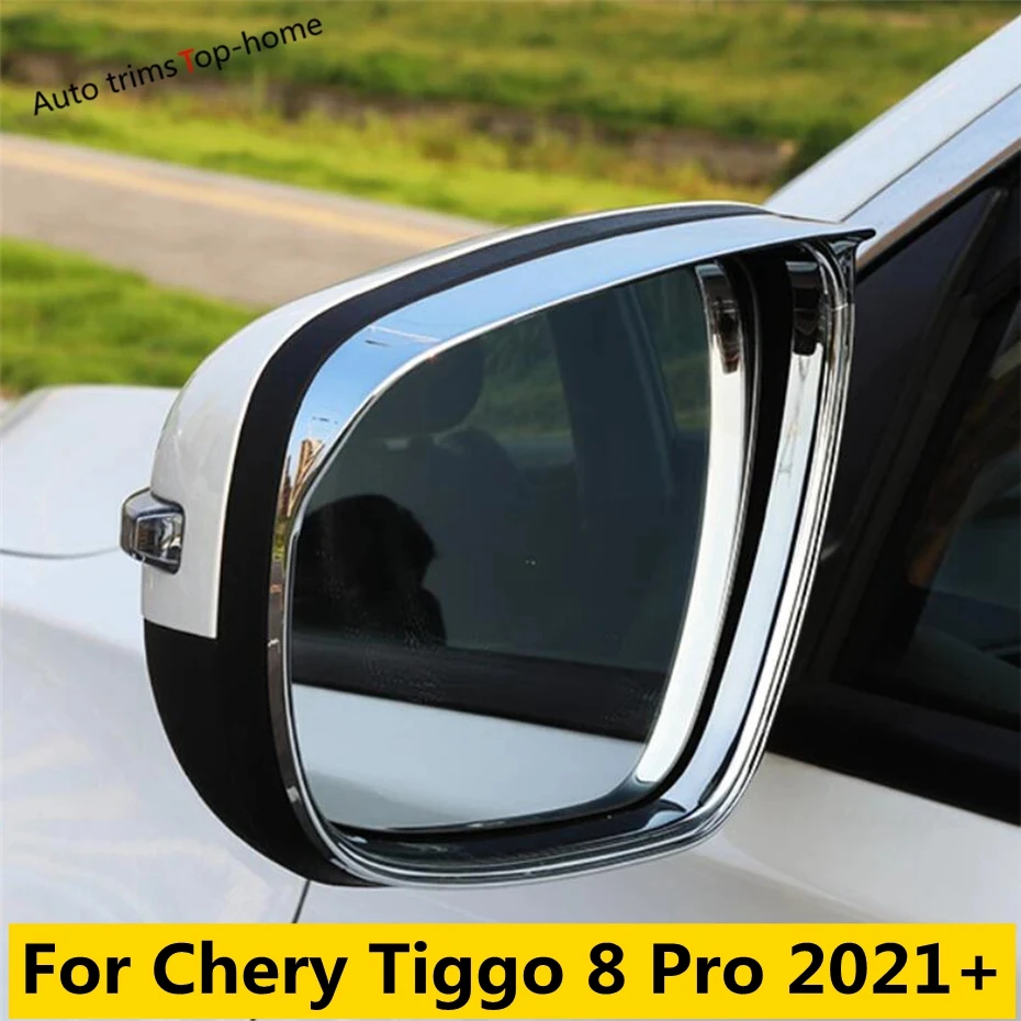 

ABS Chrome Rear-View Mirror Rain Eyebrow Frame Decoration Clear Shade Cover Trim For Chery Tiggo 8 Pro 2021 2022 Car Accessories