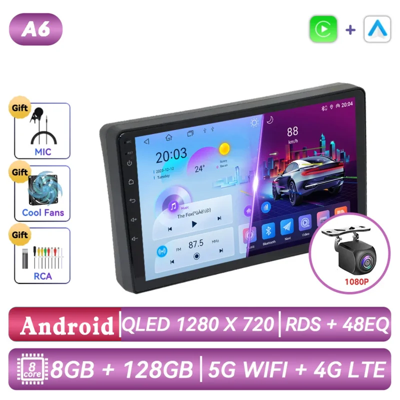 Android autoradio, multimediaspeler, navigatie, GPS, Carplay, autostereo voor Toyota FunCargo Yaris Verso 1999 - 2006