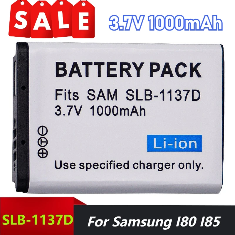 

2PCS 3.7V 1000mAh Camera Batteries for Samsung I80 I85 NV11 NV30 NV40 NV100 NV103 L74 SLB-1137D Batteries