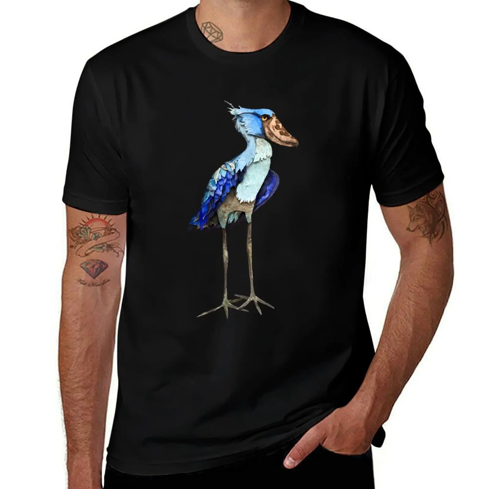 

man \t man SHOEBILL T-Shirt shirts cotton \t white graphic t for pack shirts t t for STORK mens shirts