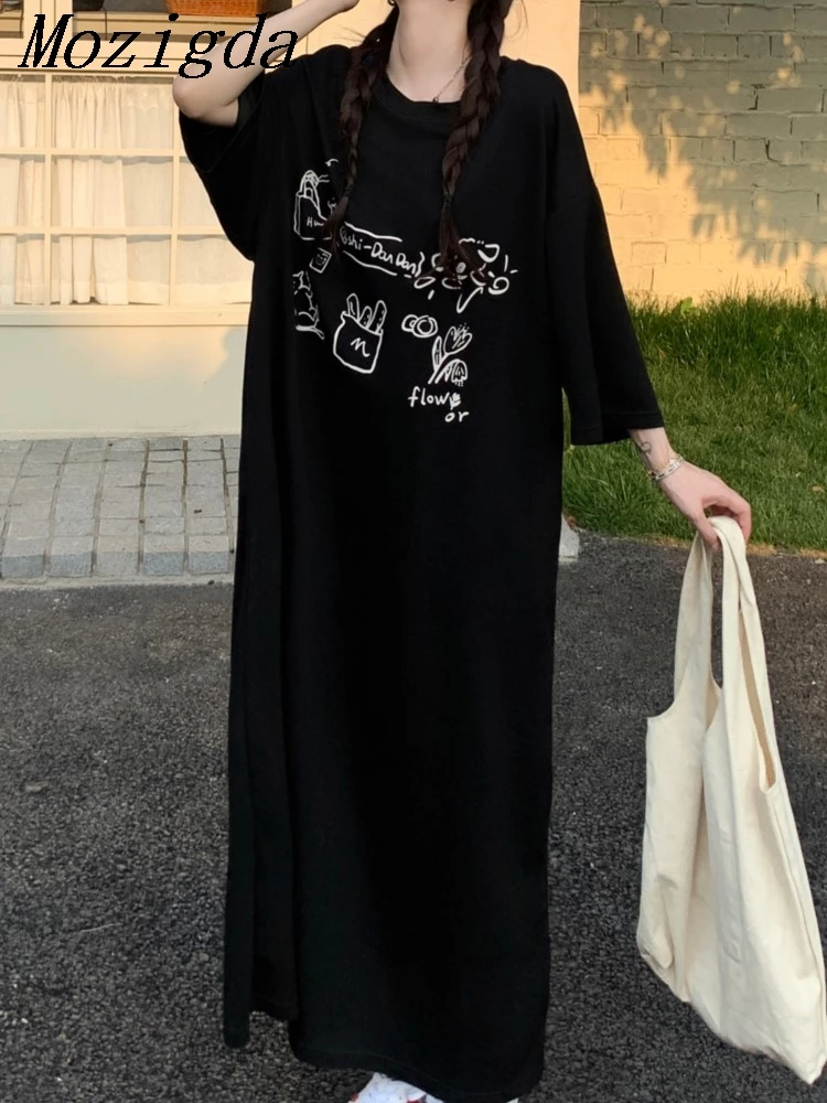 ฤดูร้อน Oversize พิมพ์ T เสื้อผู้หญิงขี้เกียจ Oaf ชุดผู้หญิงเกาหลีหลวม Elegant Vintage สุภาพสตรีชุดผู้หญิง Vestidos
