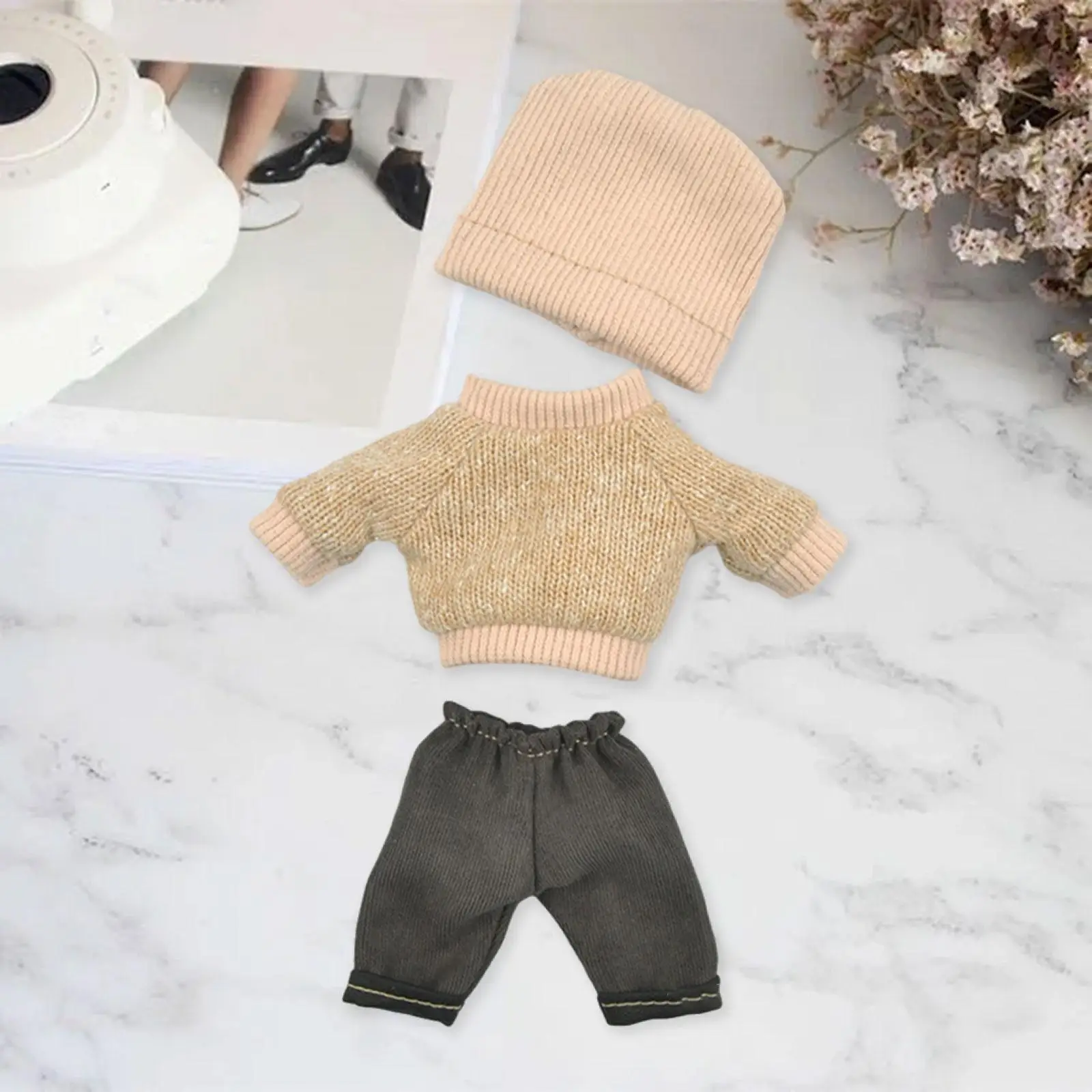 3Pcs Doll Clothes for 16cm Plush Doll Doll Outifits Hoodie, Hat and Pants Fashion Photo Props Accessory for Children's Gifts