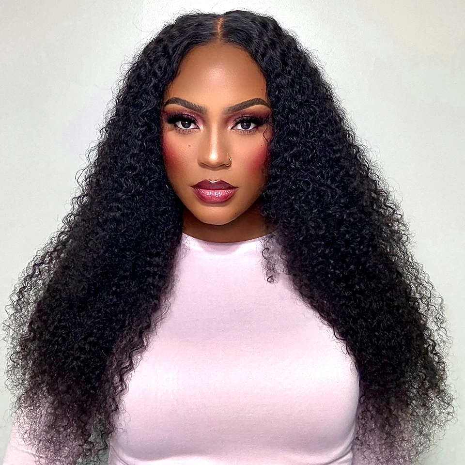 

NEW IN 7x5 Afro Kinky Curly Wear And Go Glueless wigs Human Hair Pre Bleached HD Lace Front Wig Pre Cut Pre Plucked Glueless Wig