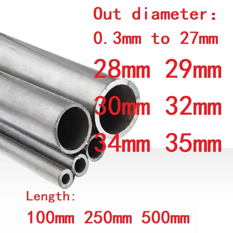 1PC 304 Stainless Steel Precision Pipe Tube Out Diameter 0.3mm to 27mm 28mm 29mm 30mm 32mm 34mm 35mm Length 100mm 250mm 500mm