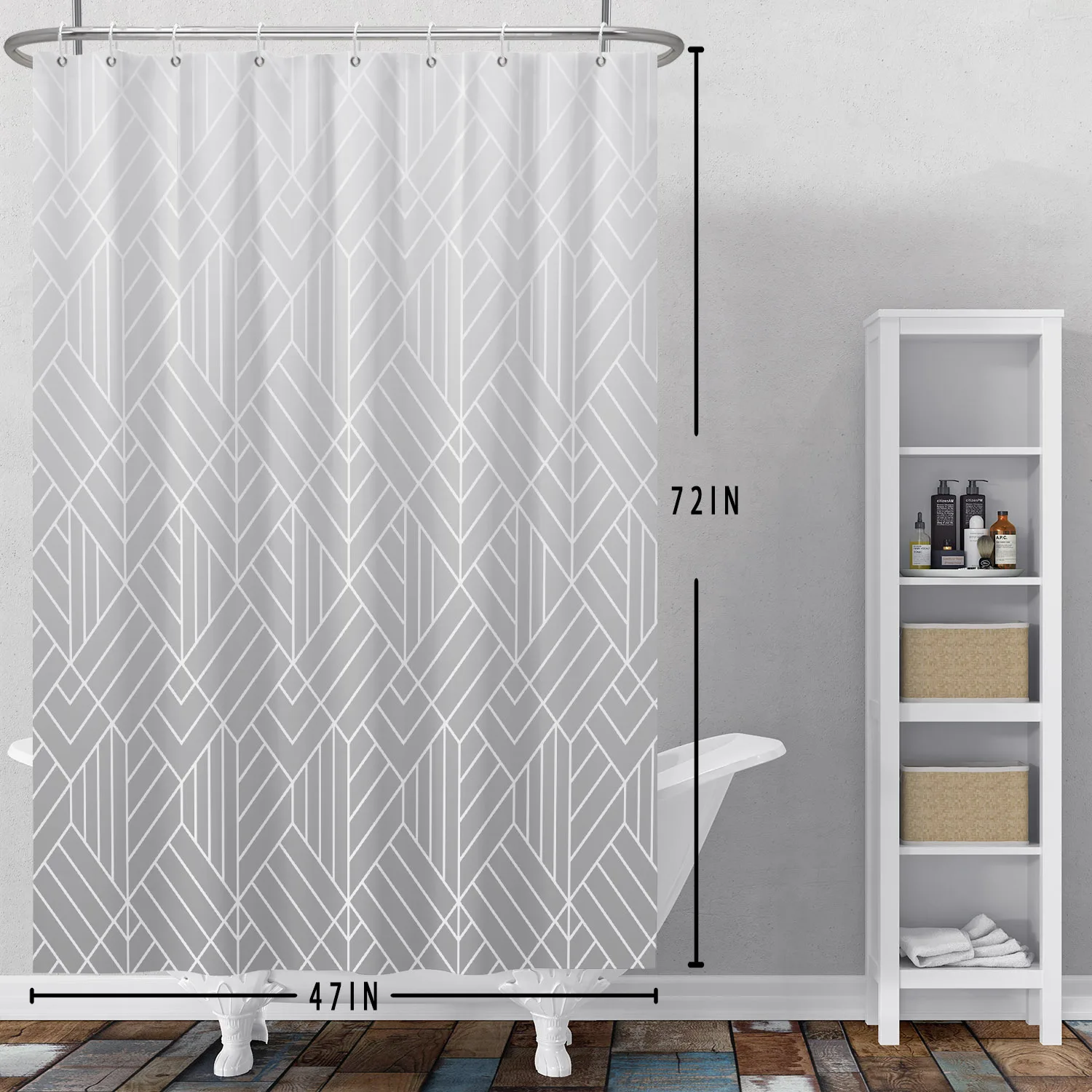 Shower Curtain Shading Solid Color Gradient Stripes Simple Bathroom Shower Curtain Home Decoration Waterproof Strap Hooks