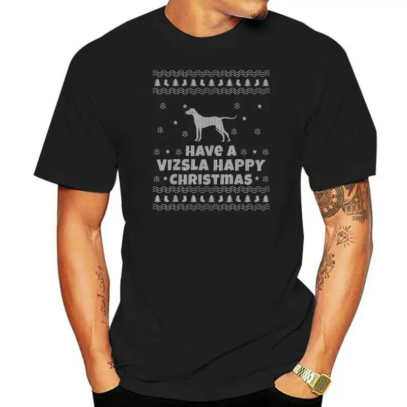 Ugly Christmas Hungarian Vizsla Dog Owner Gift T-Shirt-Men's T-Shirt-Black