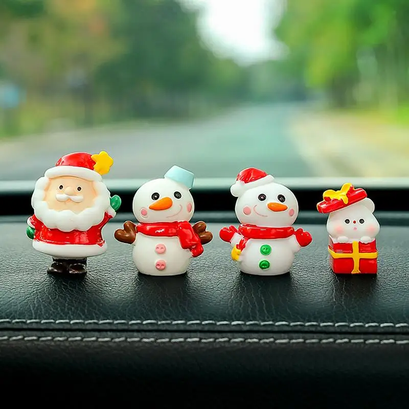 Christmas Car decoration ornaments Miniature  Statue 5pcs  Christmas Theme Resin Ornaments Santa Claus Snowman Christmas tree