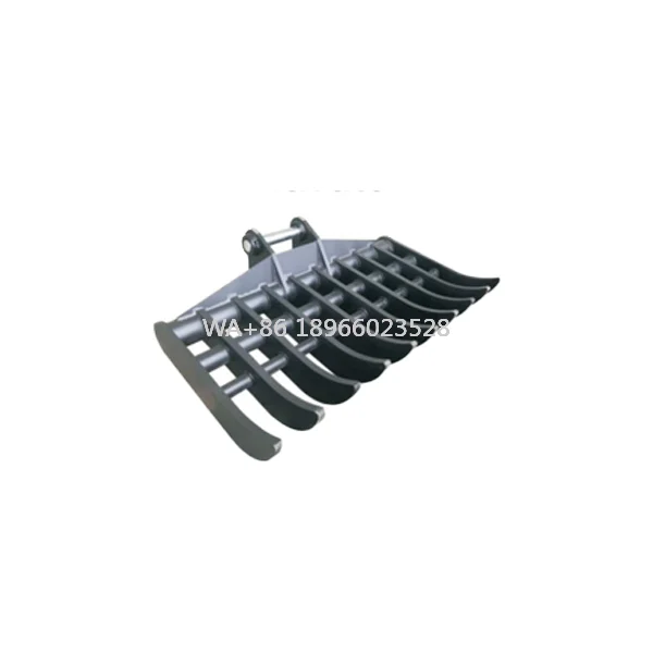 

0.8 Ton/1 Ton/1.2 Ton Excavator Rake Attachment for Vegetation Debris & Root Removal Forestry Land Clearing