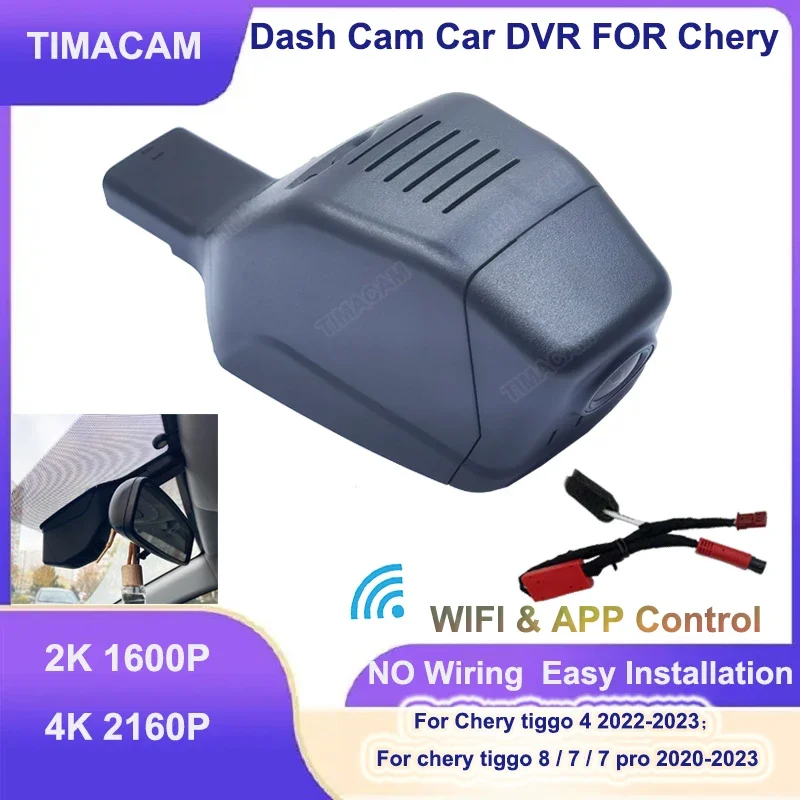 TIMACAM Plug and Play 4K Wifi Car DVR Video Recorder For Chery Tiggo 4 7 pro 4 7 8 2020 2021 2023 2024 Dash Cam Front and Rear