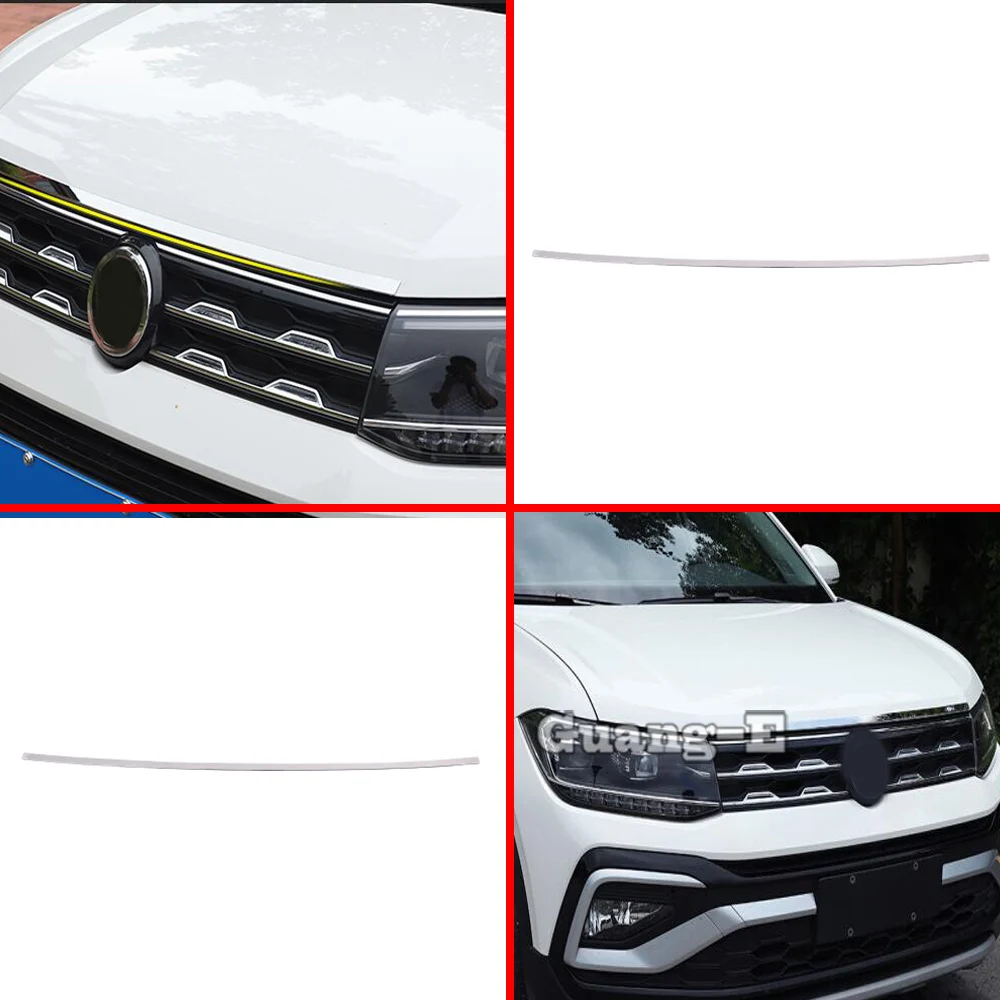 For Volkswagen VW T-cross Tcross 2019 2020 2021 2022 2023 Stainless Steel Front Engine Machine Grille Upper Lid Stick Trim Frame