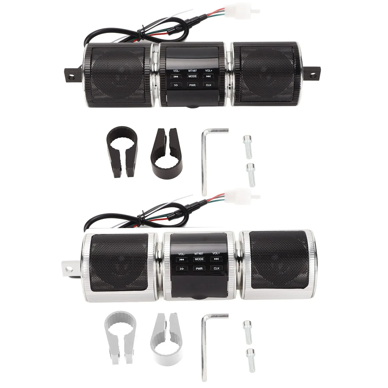 

Handlebar Speaker FM Radio MP3 Player Motorcycle Bluetooth Stereo Speaker Aluminum Alloy for 7/8-1.25in Handlebars ATV Scooter