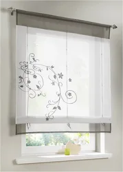 Half Short Curtain Embroidered Adjustable Ribbon Pole Sheer Window Tulle Curtain Kitchen Living Room Voile Screening Drape Panel