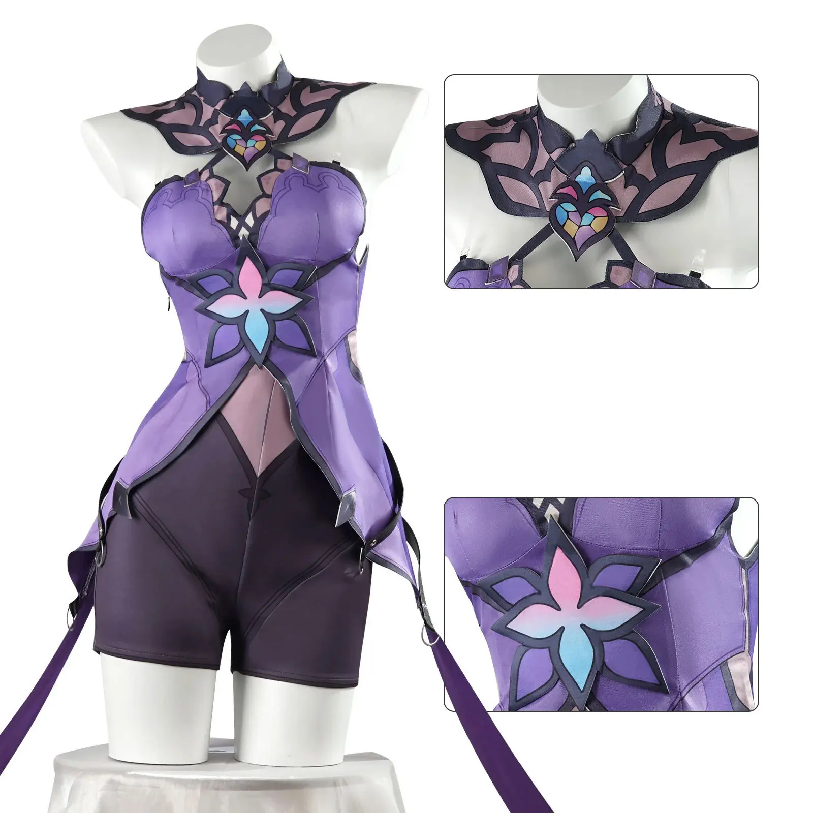 أزياء Bhāo Huы ng Qiongen Tiе D Lao H Э Э التأثيرية أزياء الهالوين التأثيرية باللون الأرجواني مجموعة أزياء أداء المسرح