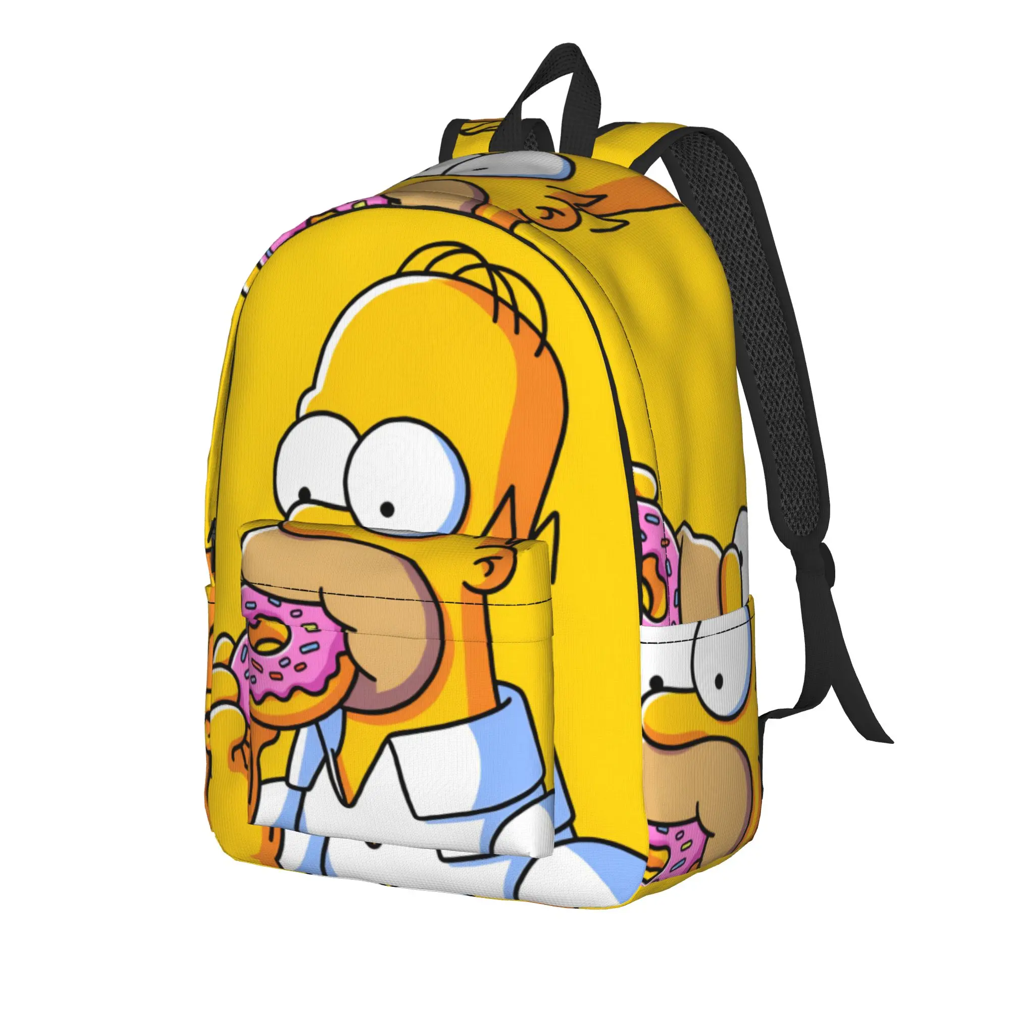 S-Simpsons Homer Eating Donut Backpack Women Men Lightweight Backpacks Polyester Aesthetic High School Bags Workout Rucksack