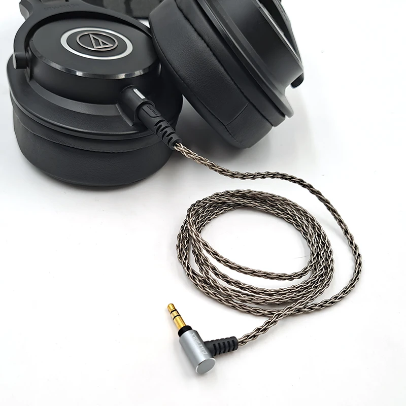 For Audio Technica Pioneer ATH-M50x M40x M60X M70x Earphone Replaceable 3.5mm to 2.5mm Single Crystal Copper Silver Plated Cable