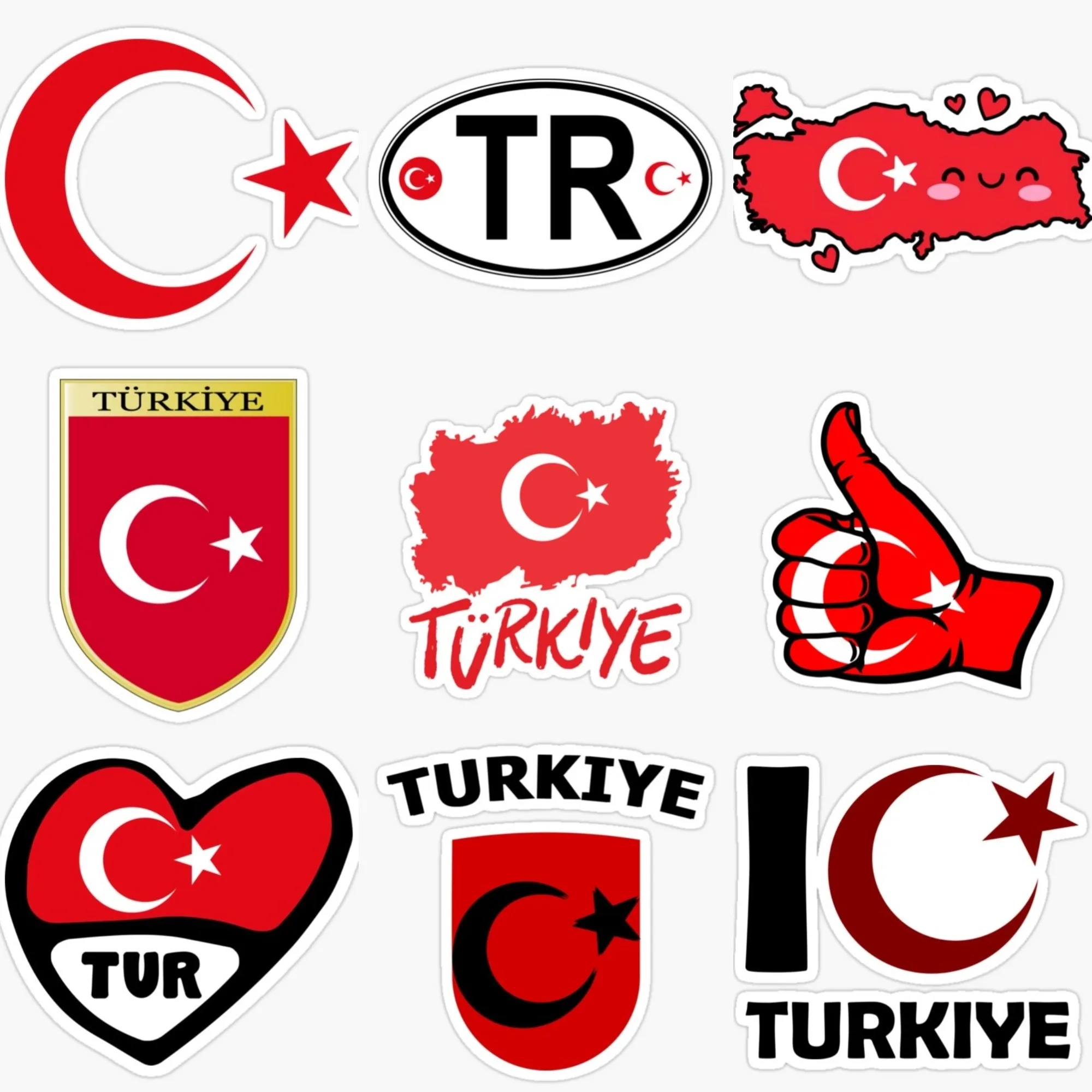 

Turkey TR Flag Map National Emblem Creative PVC Sticker for Decoration Car Van Bicycle Fridge Window Wall Decal Accessories
