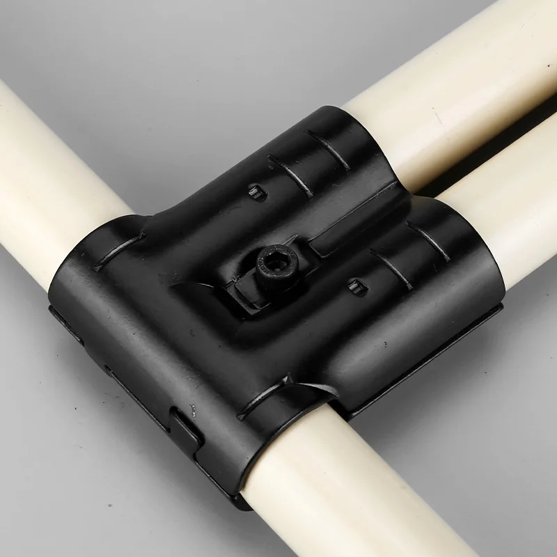 

T-Shaped Double Pipe Shelf Joint for Assembly Table Trolley Hardware Joint D28mm Lean Tube Metal Fittings Inch Measurement