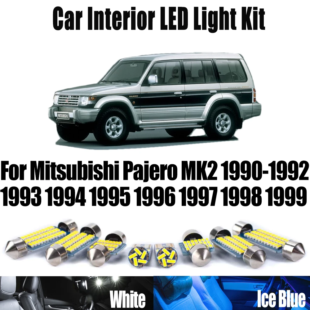 

13 шт. Canbus светодиодный внутренний светильник для чтения для Mitsubishi Pajero MK2 1990- 1994 1995 1996 1997 1998 1999 комплект автомобильных ламп, аксессуары
