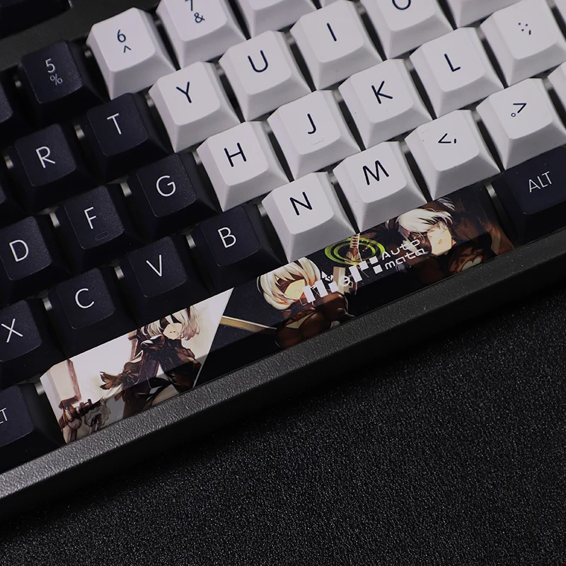 1 Set PBT Dye Subbed Keycaps Two Dimensional Cartoon Anime Gaming Key Caps Cherry Profile Keycap For Nie R 2B