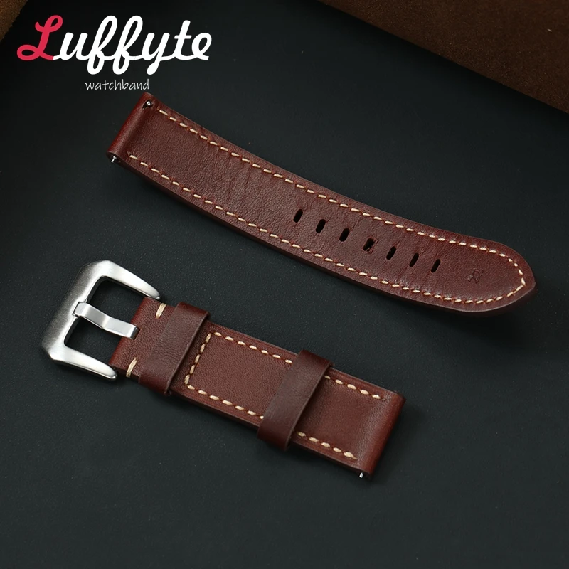 

Men Womwen Vintage Leather Watch Strap 20mm 22mm 24mm Replacement Bracelet Black Brown Oil Wax Skin Wristwatch Band