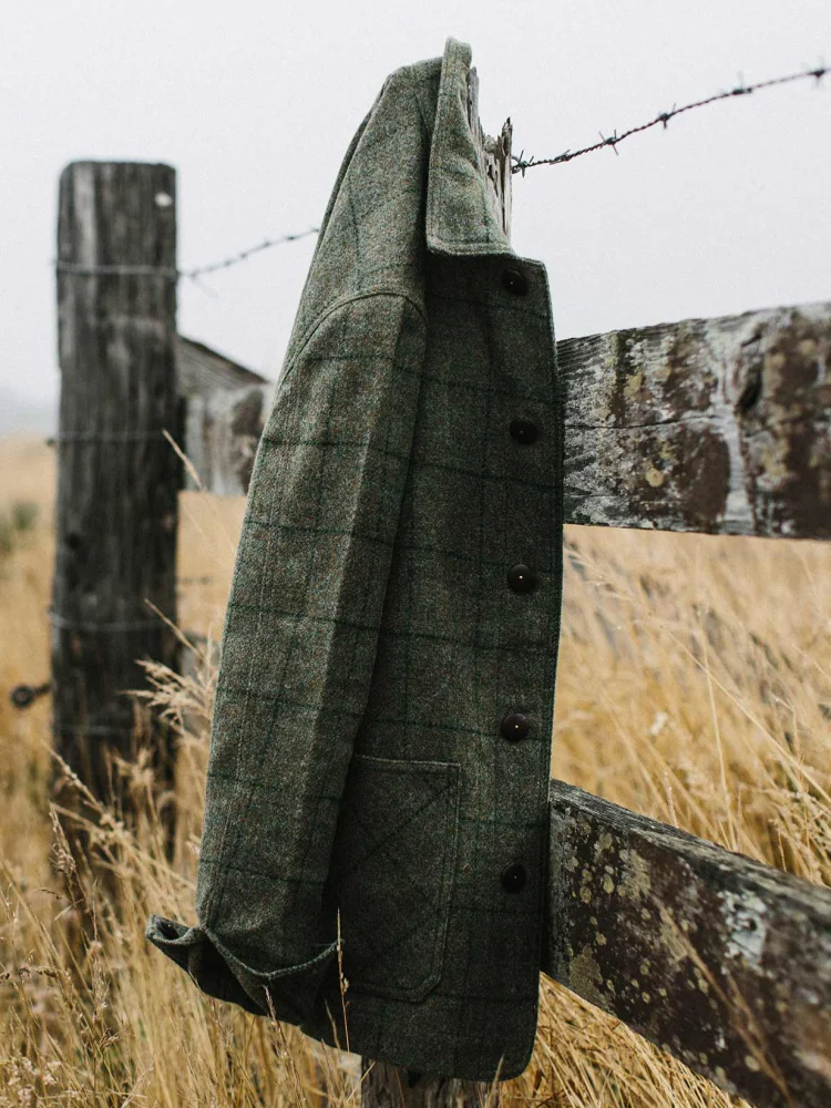 Men Green Plaid Shacket Lapel Collar Button Down Multi Pocket Vintage Casual Overshirt Jacket