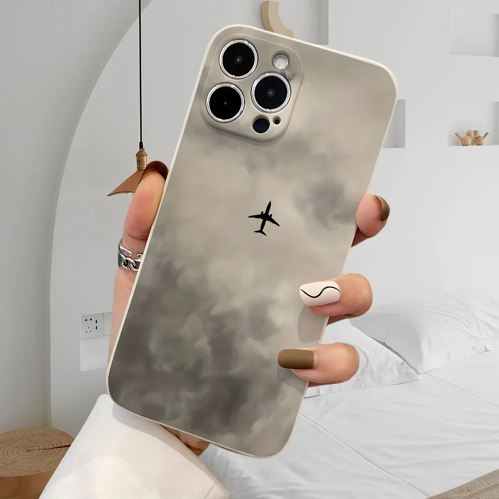 

Dark cloud airplane pattern phone case for iPhone 17 16 15 14 13 12 11 Pro/ Max/Plus shock-proof rear cover anti-fingerprint