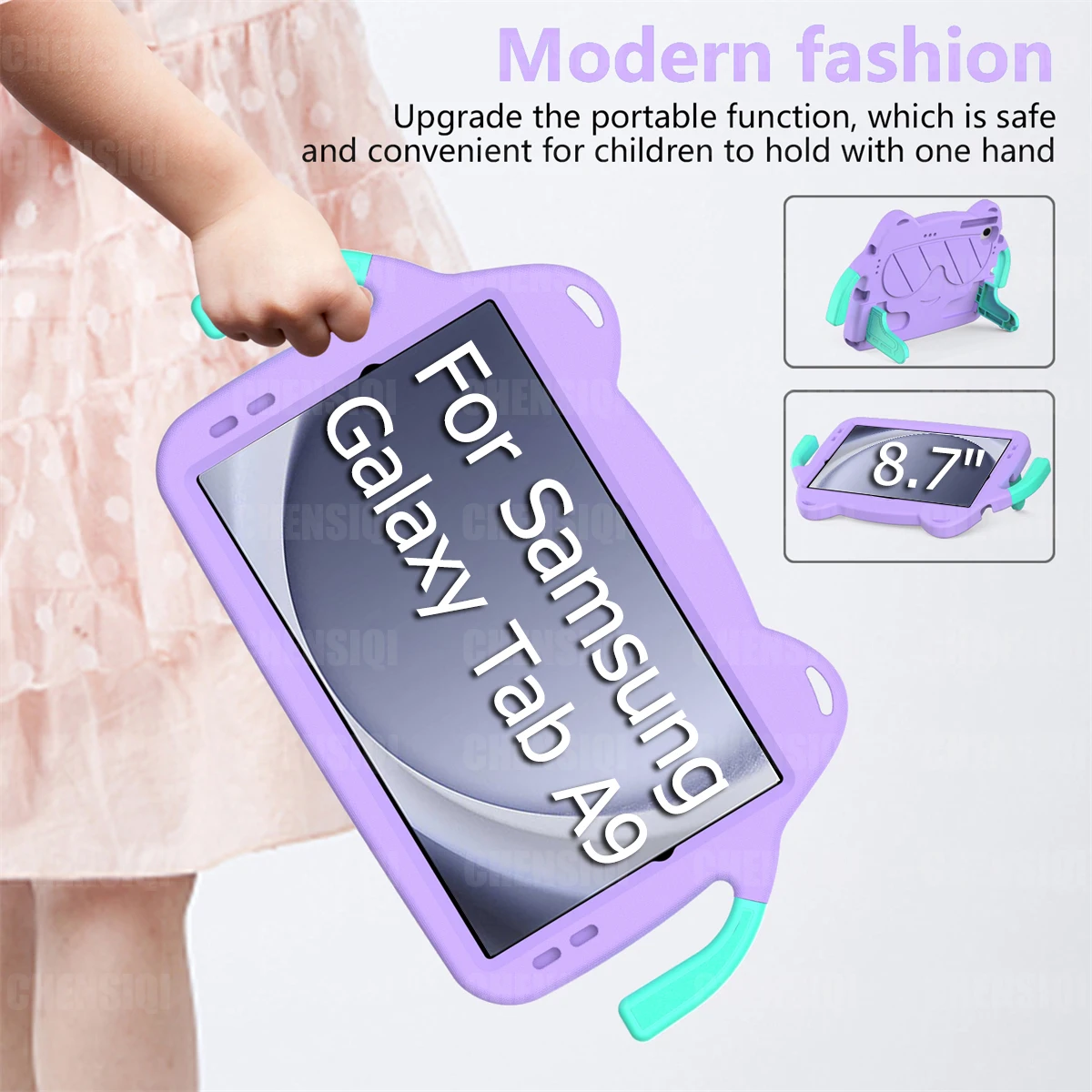 

Kids Case for Samsung Galaxy Tab A9 SM-X110/SM-X115 2023 (8.7 inch) Shockproof Cover with Stand Hand-held Protective Cover