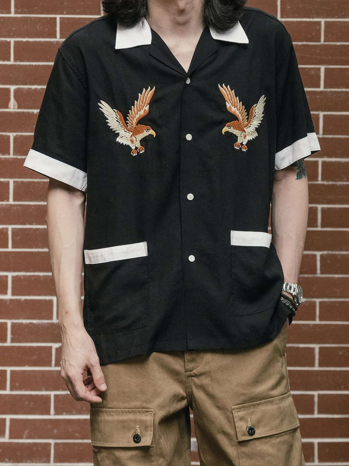 

Non Sto Памятная шелковая ор Све irt Вышитая Цукуба Крутая тонкая базовая станция Сувенир Мужская летняя ирт